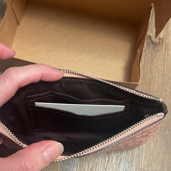 NWT Coach Debossed leather signature corner zip wristlet in petal - Picture 4 of 4